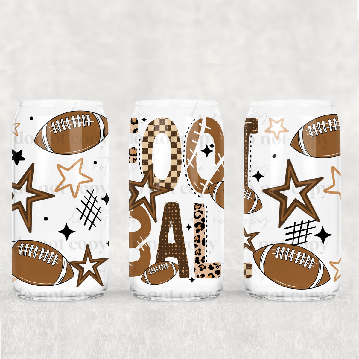 Football patterned lettets (CSC) UV DTF WRAP