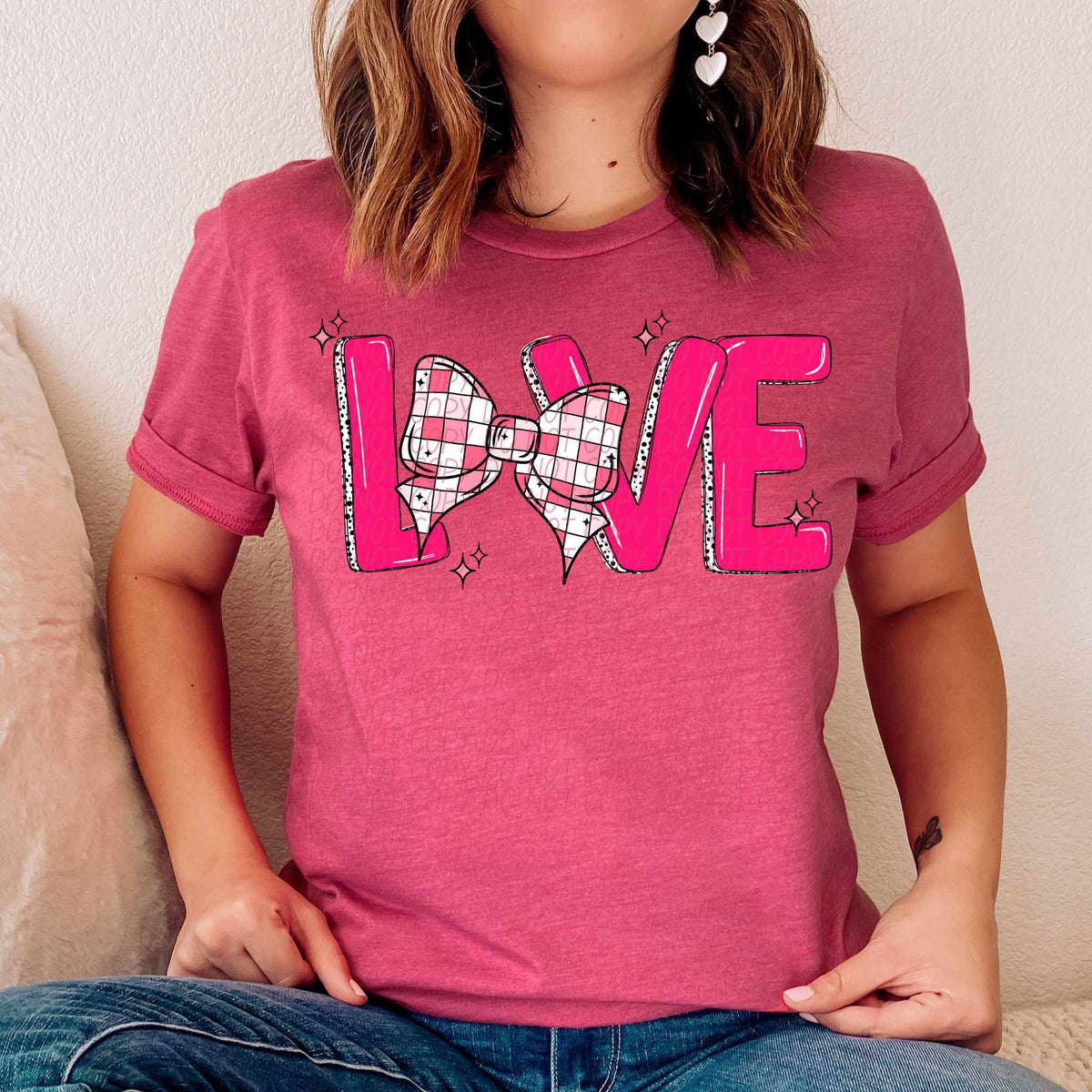 Love checkered bow (CITY) 75758 DTF transfer