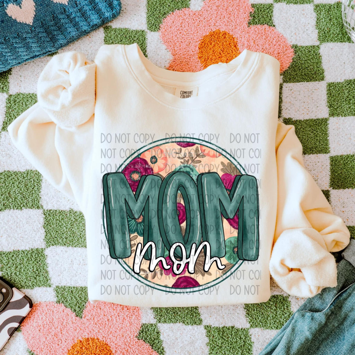 Mom green font floral circle (SWD) 91055 DTF transfer