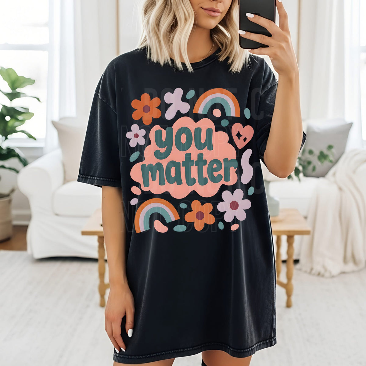 You Matter pastel rainbows and flowers (SBB) DTF Transfer