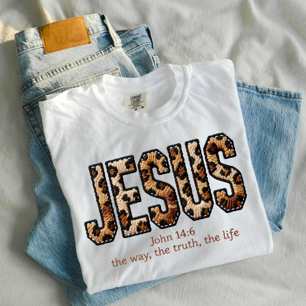 Jesus animal print John 14:6 DTF transfer