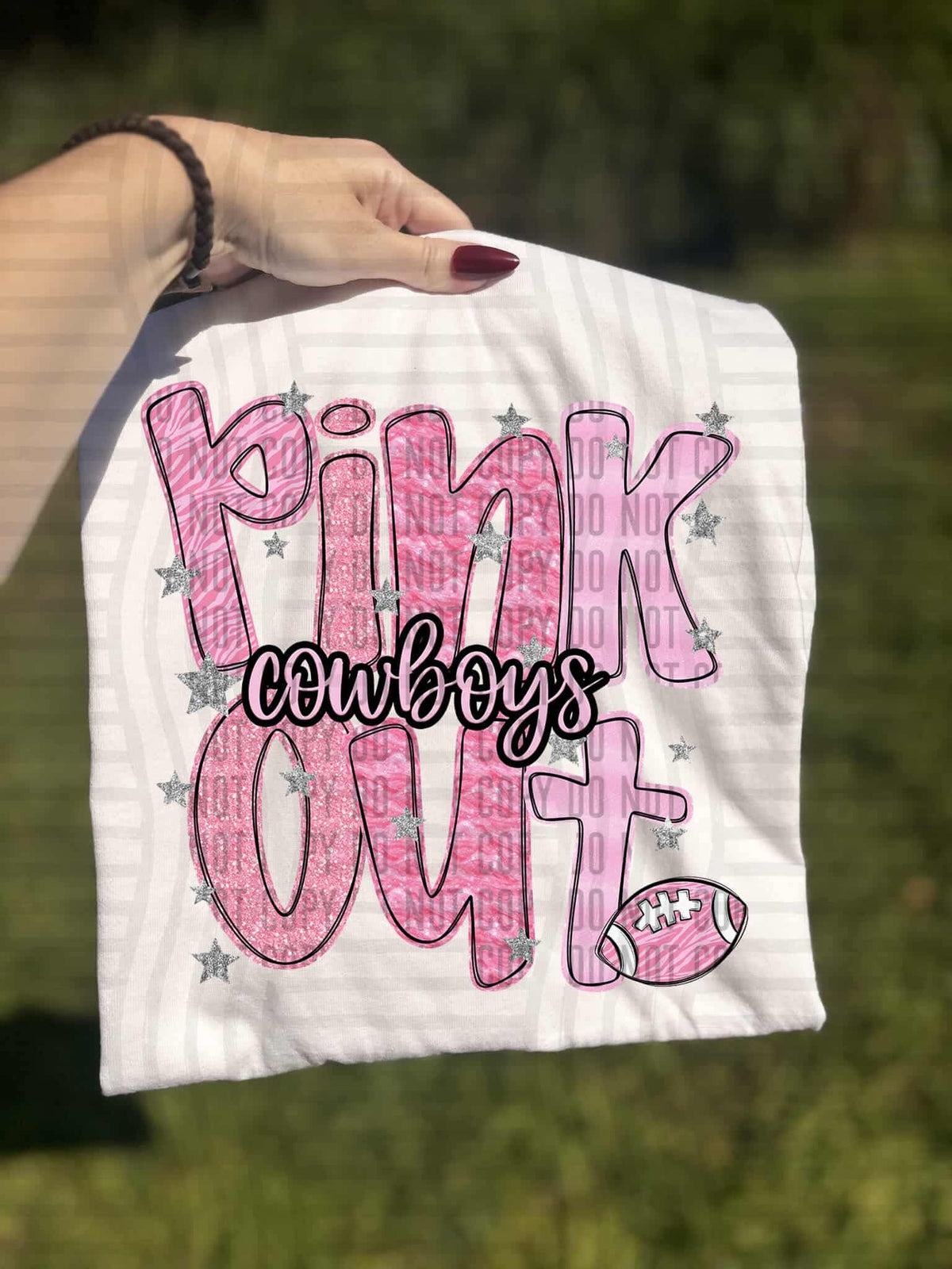 Pink out sparkles Cowboys (Caplinger) DTF transfer