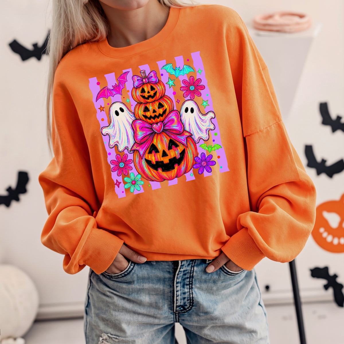 Pumpkins and ghosts Sunday Special DTF transfer