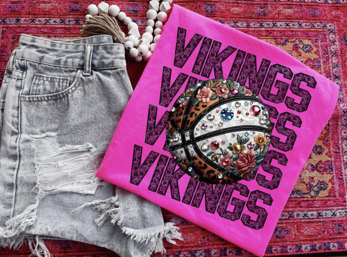 Vikings bedazzled basketball (VIRGO) 94431 DTF transfer