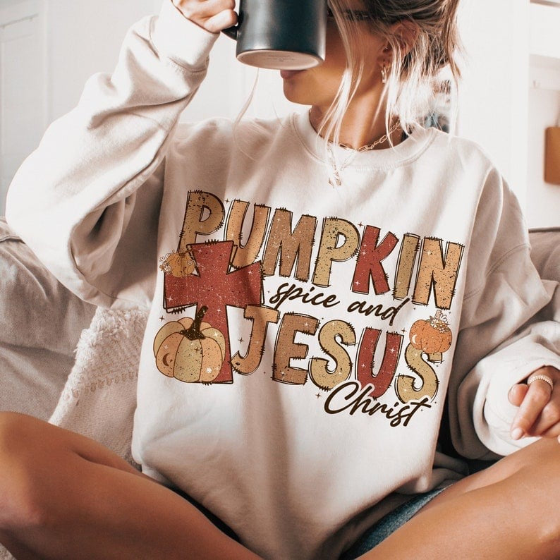 Pumpkin spice and Jesus Christ Red Cross 50978 DTF transfer