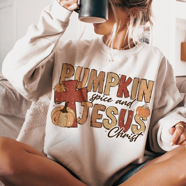 Pumpkin spice and Jesus Christ Red Cross 50978 DTF transfer