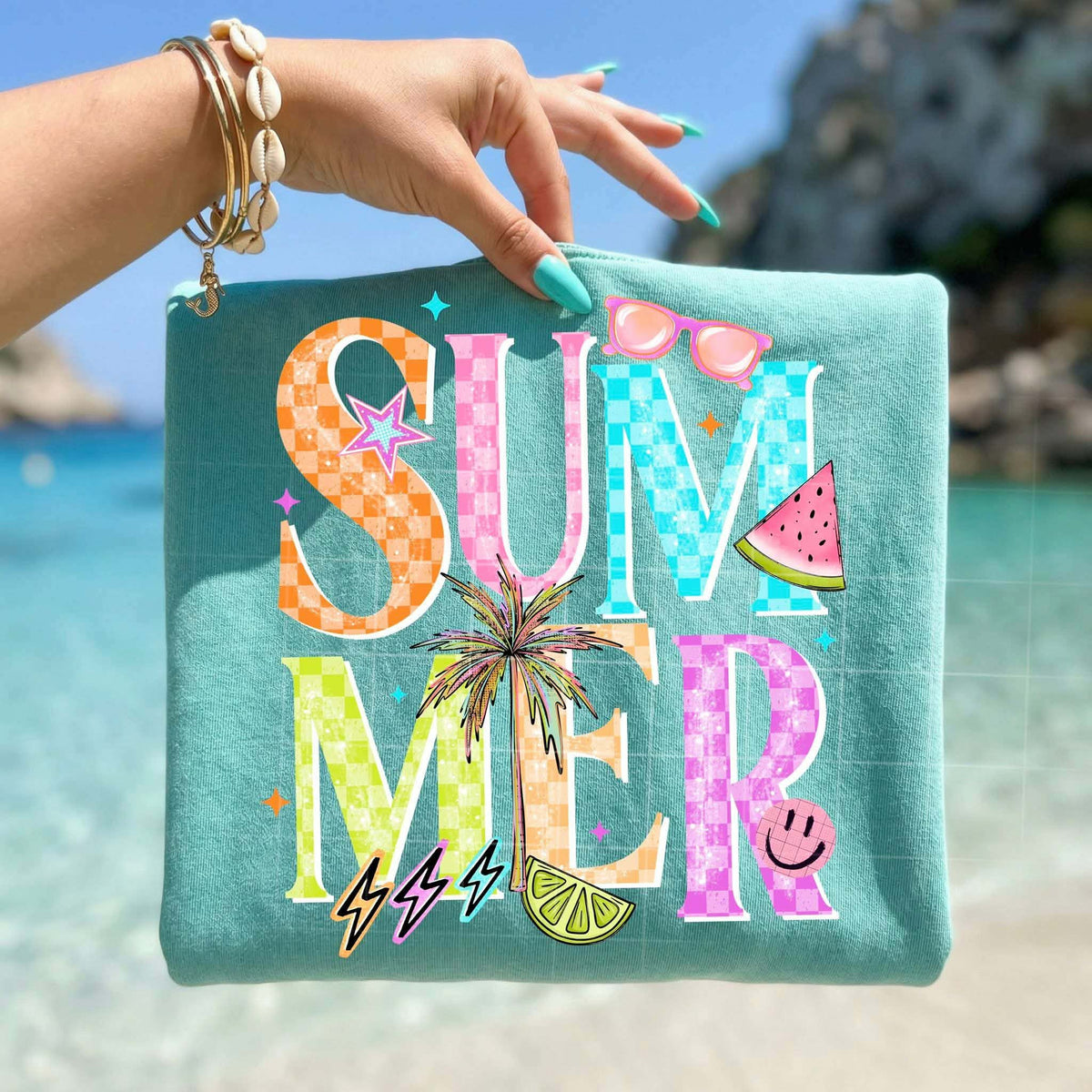 Summer colorful checked (CSC) Sunday Special DTF transfer