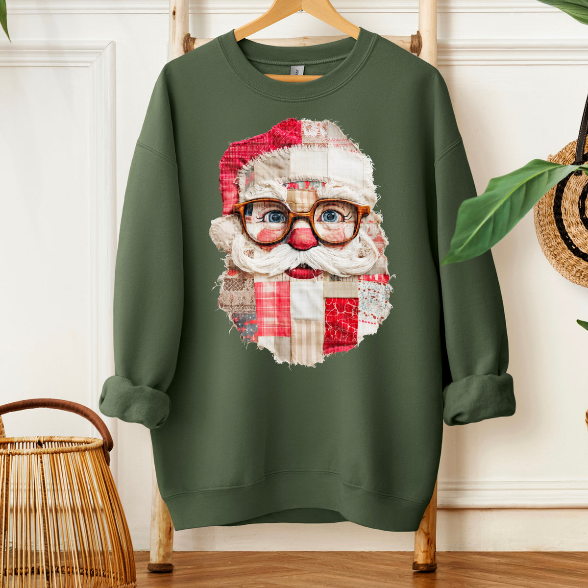 Patchwork Santa dark glasses DTF transfer