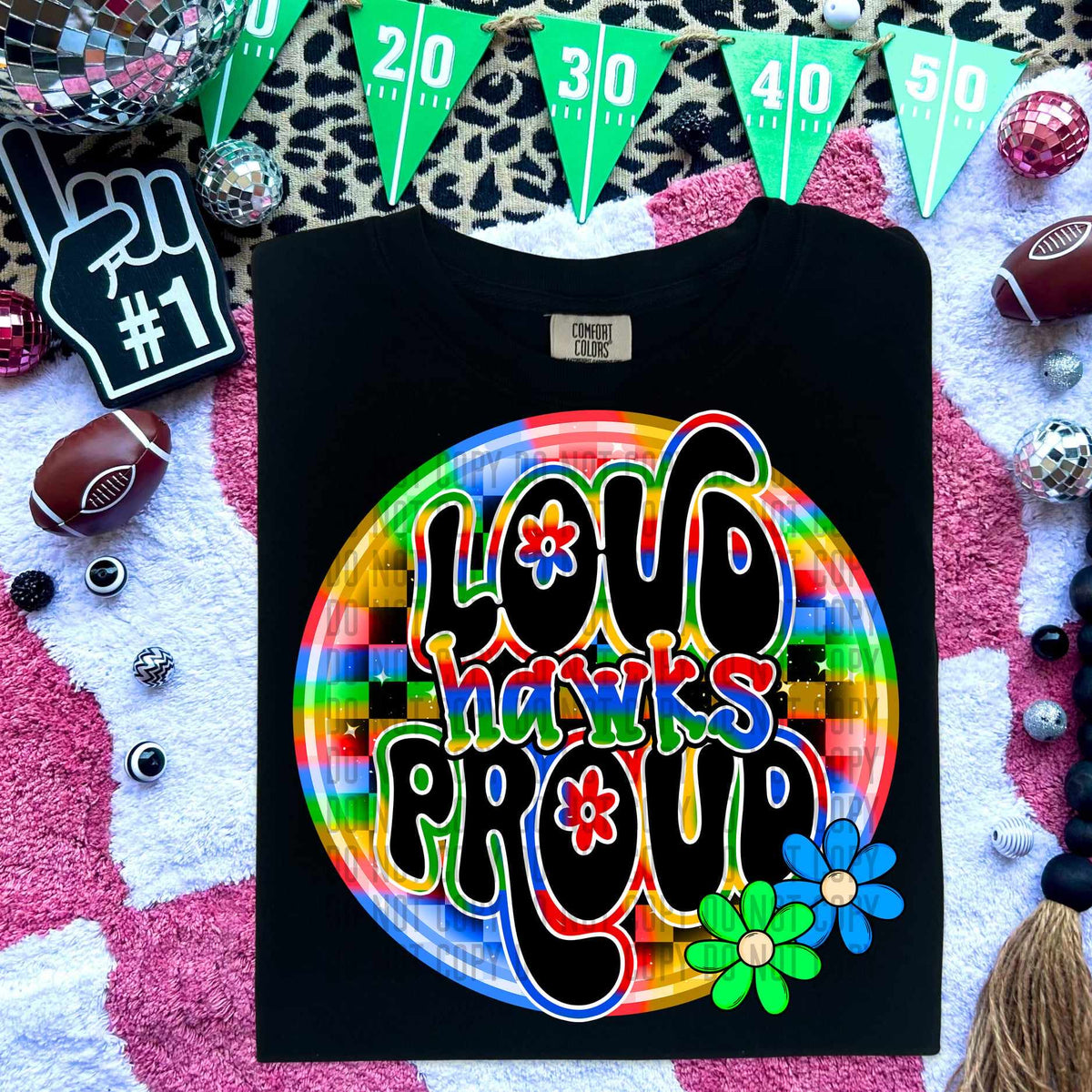 Loud proud hawks colorful checkered circle (caplinger) 53018 DTF transfer