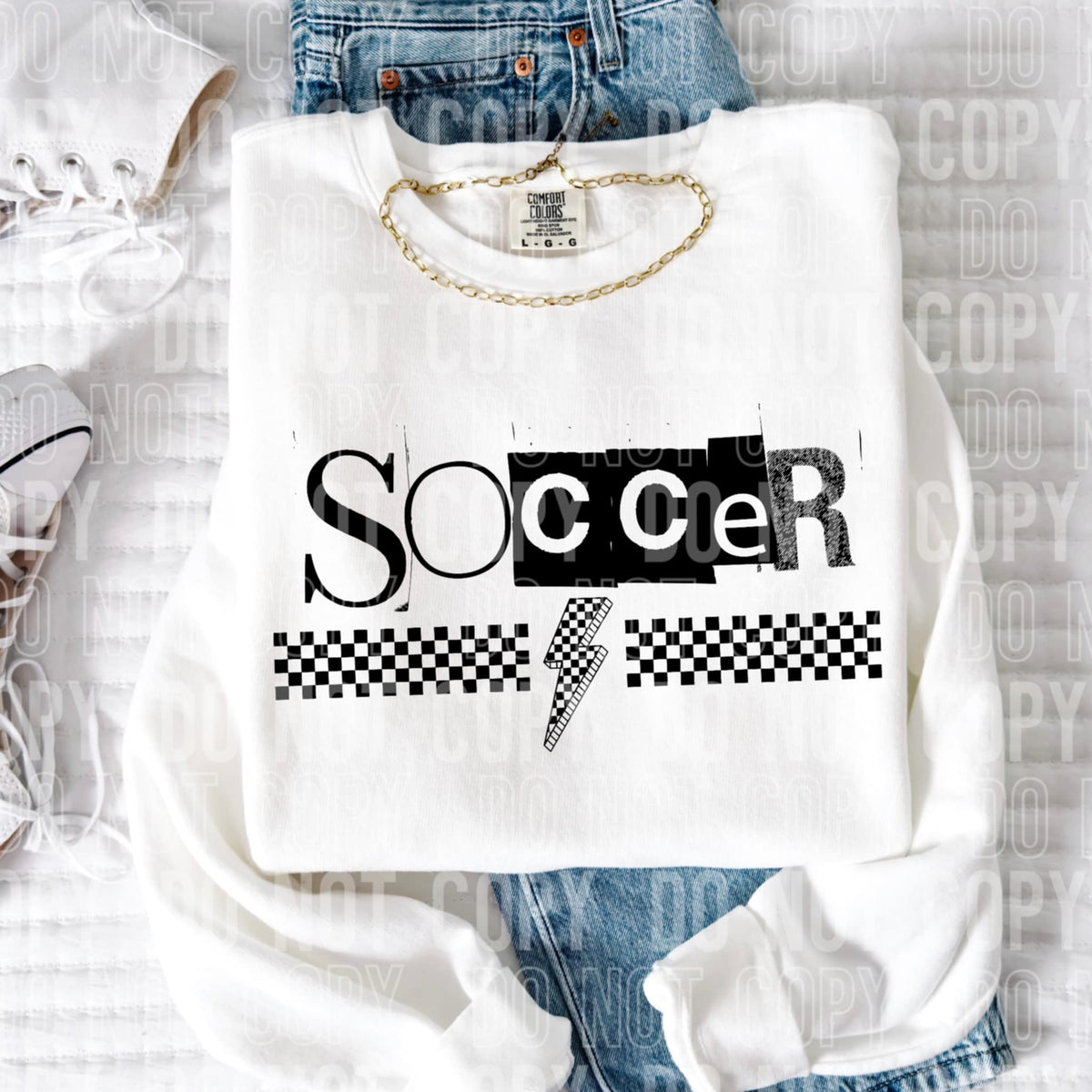 Soccer checkered lightning bolt 97008 DTF transfer