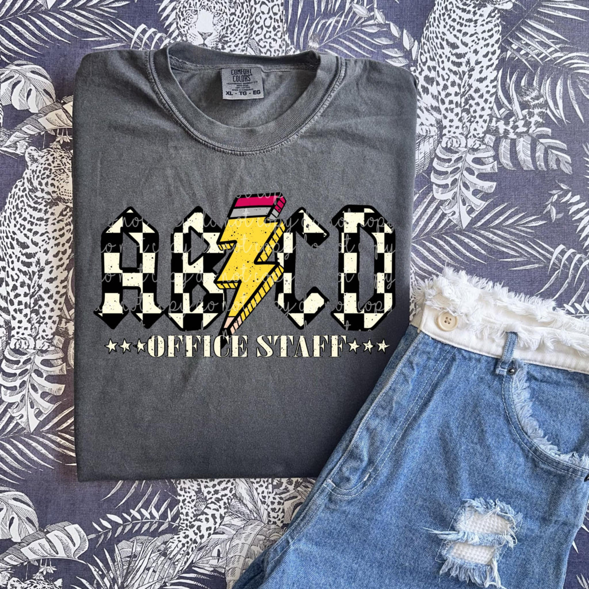 Office Staff ABCD checker MMD DTF transfer