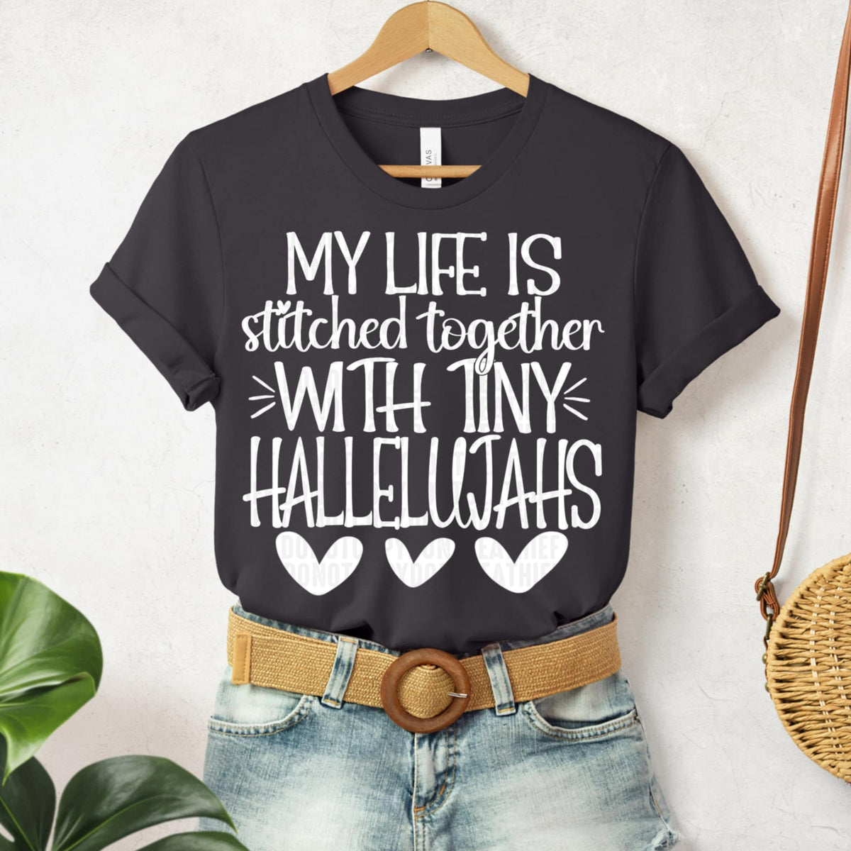 Stitched Together with tiny Hallelujahs WHITE SDD DTF transfer