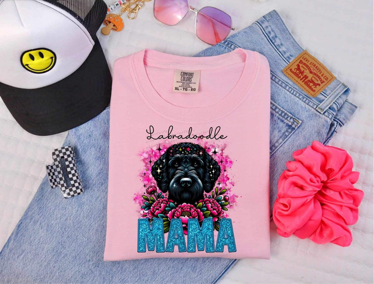 Black Labradoodle Mama DTF transfer 13923