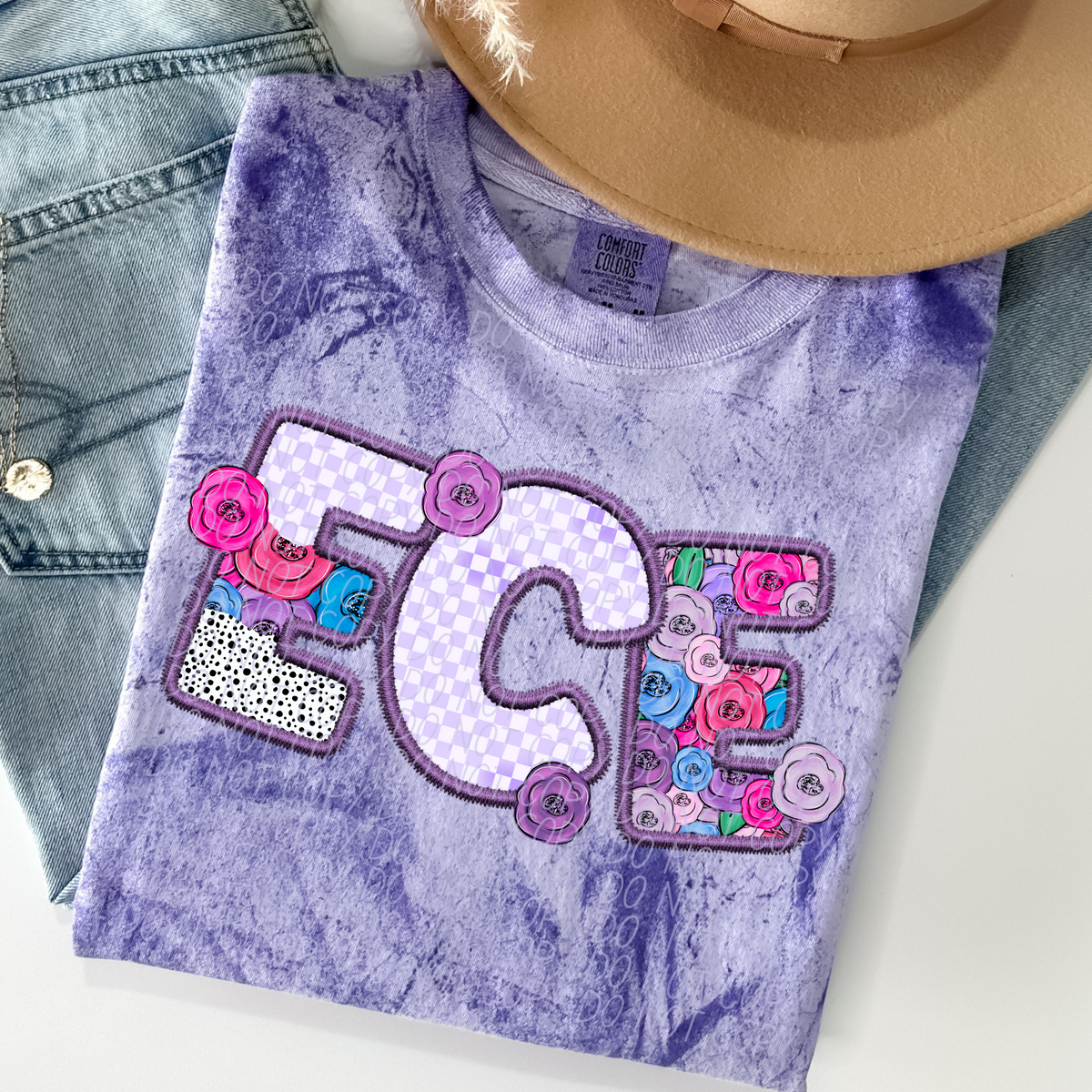 ECE Floral Purple Checkered (CITY) DTF transfer