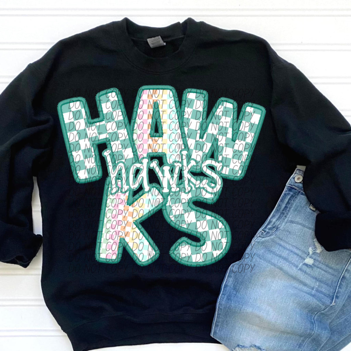 Hawks blue and colorful checkered (CITY) 85526 DTF transfer