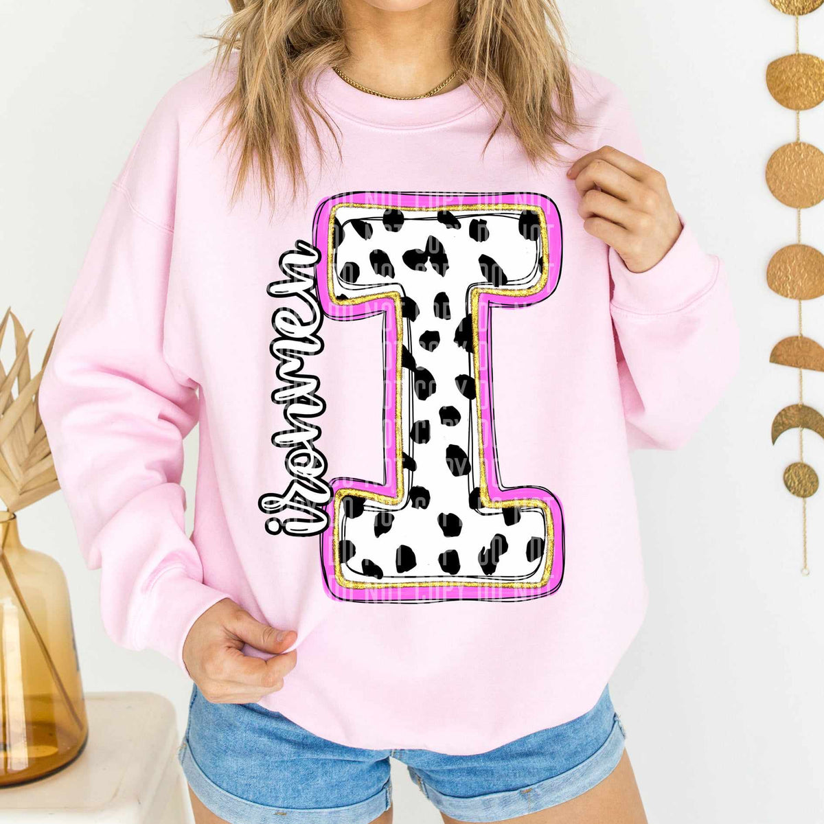Iron men Polka Font Mascot Caplinger 56187 DTF transfer