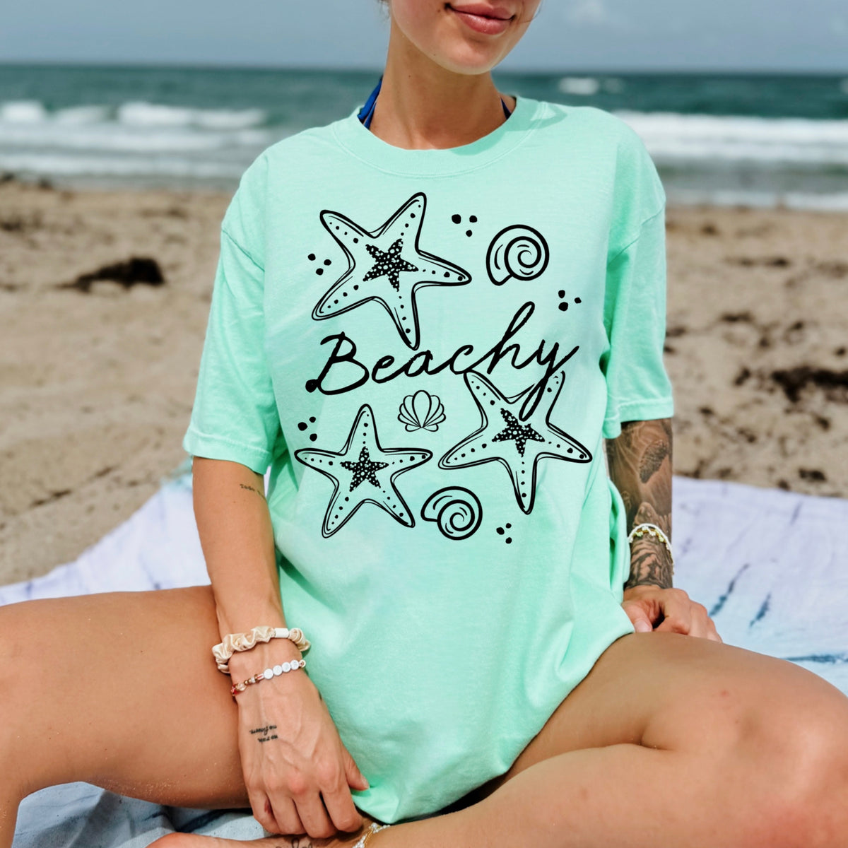 Beachy starfish black (CSC) DTF Transfer