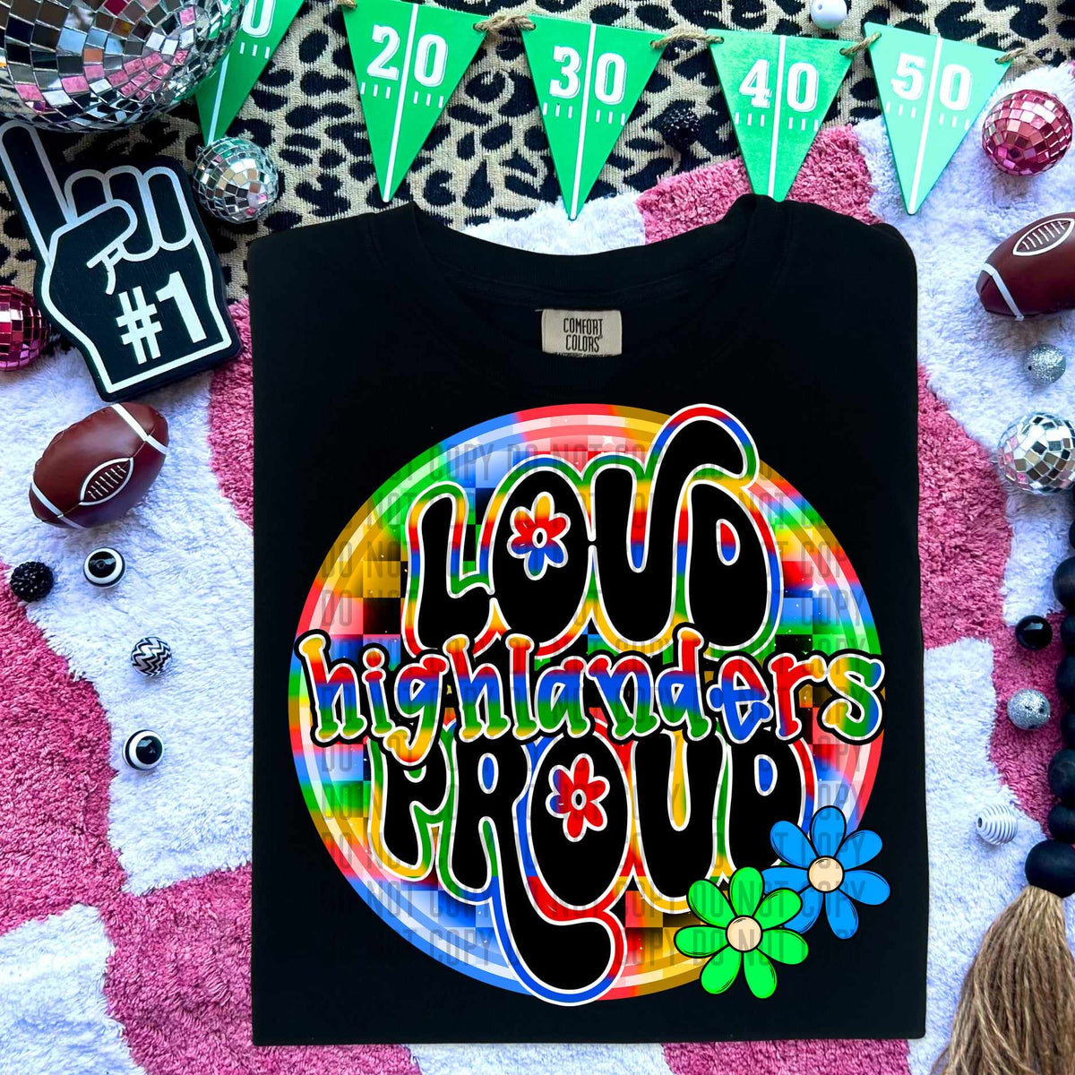 Loud proud highlanders colorful checkered circle (caplinger) 53037 DTF transfer