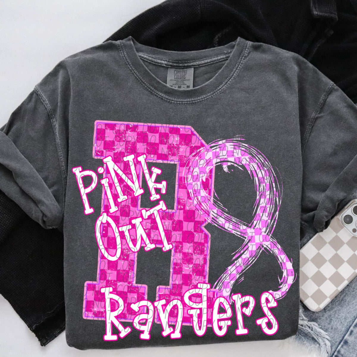 Rangers Pink Out Varsity (city) DTF Transfer