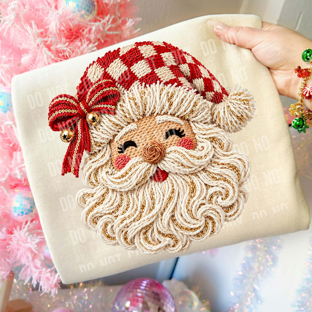 Santa RED checker hat (SBB) Sunday Special DTF transfer