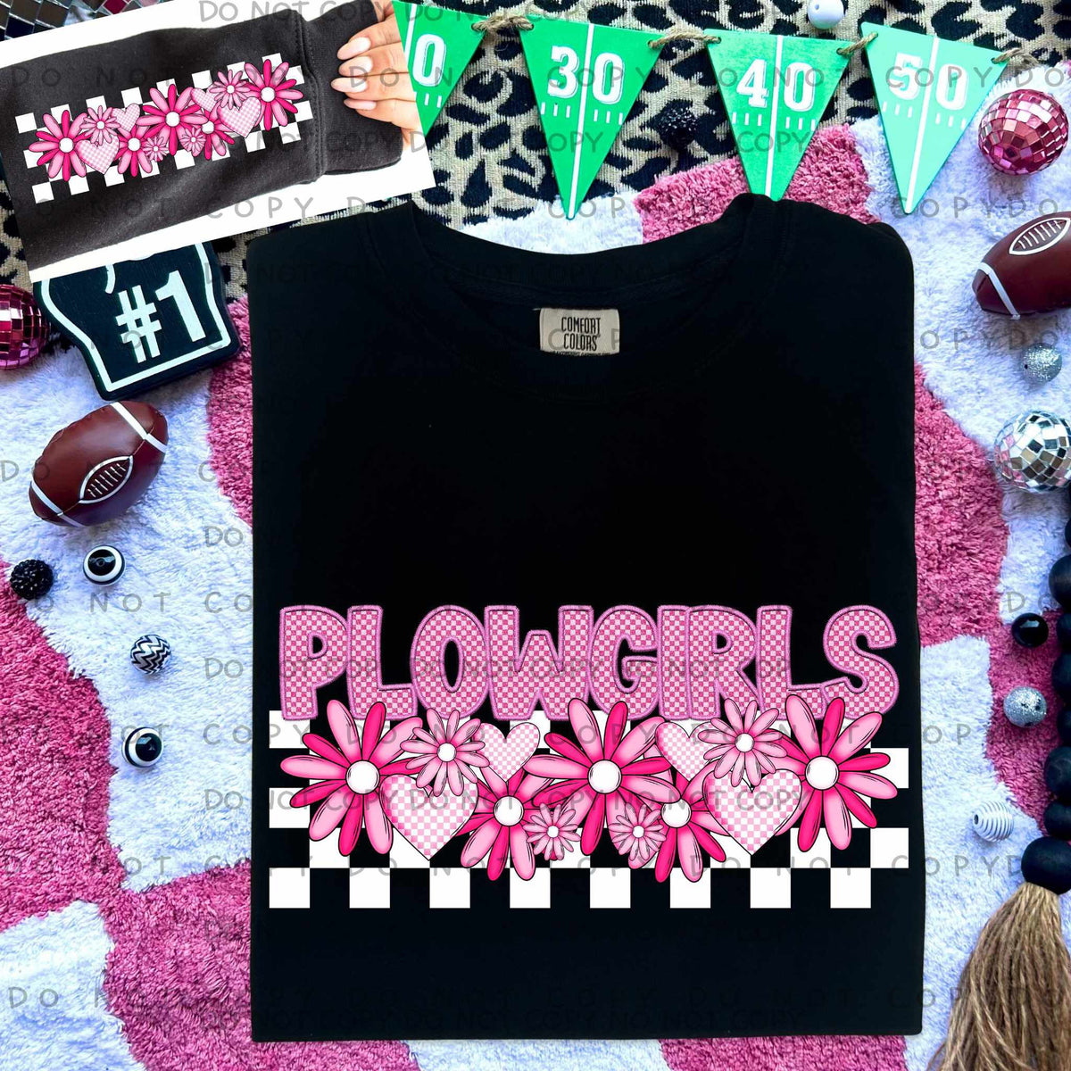 Plowgirls pink checkered (caplinger) 77888 DTF transfer