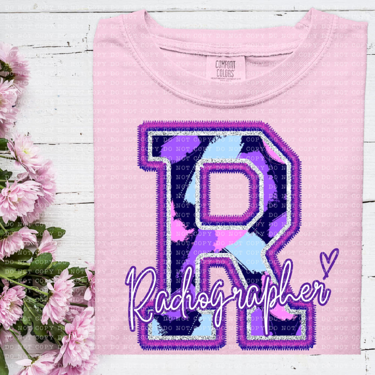 R radiographer purple brushstrokes (ECHT) 94006 DTF transfer