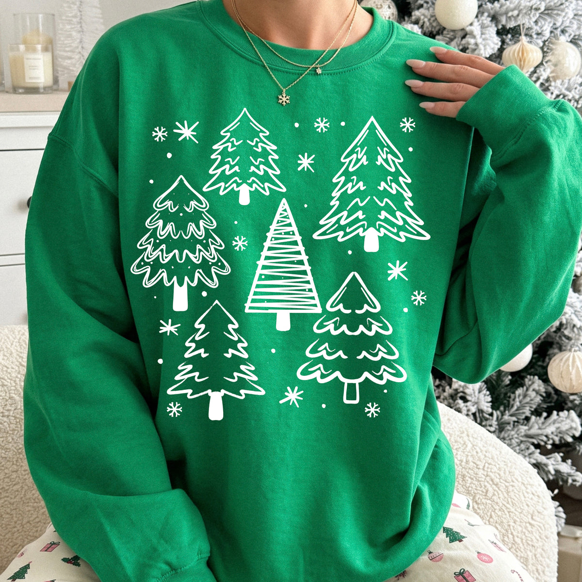 Christmas trees white (csc) DTF Transfer