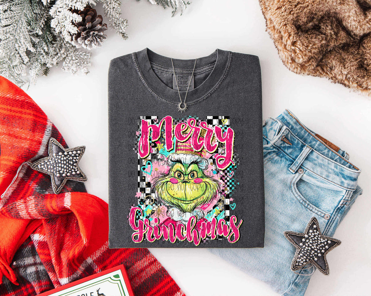 Merry Greenmas pink words (SSD) DTF transfer