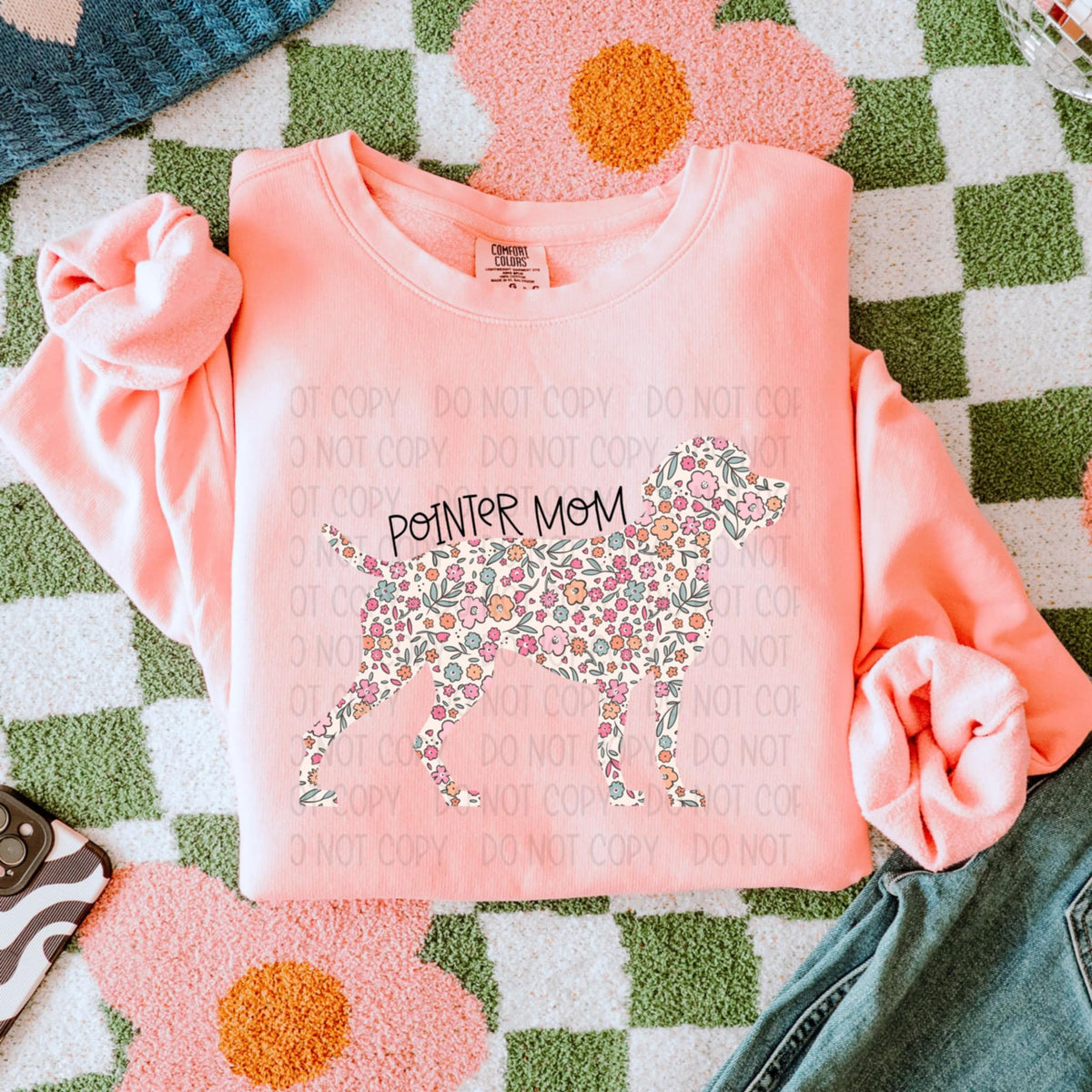 Pointer mom floral puppy (S&G) 90210 DTF transfer