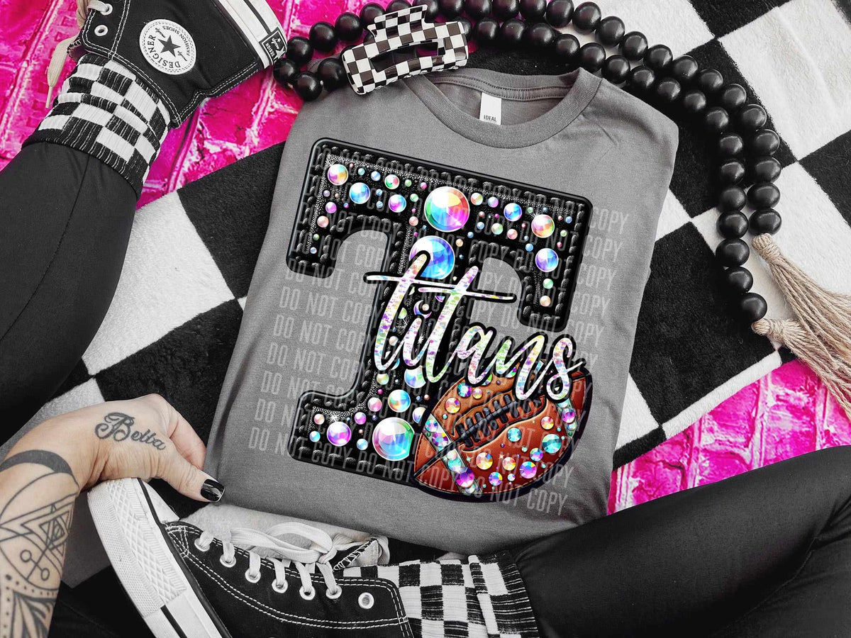 T titans leather rhinestone (caplinger) 52947 DTF transfer