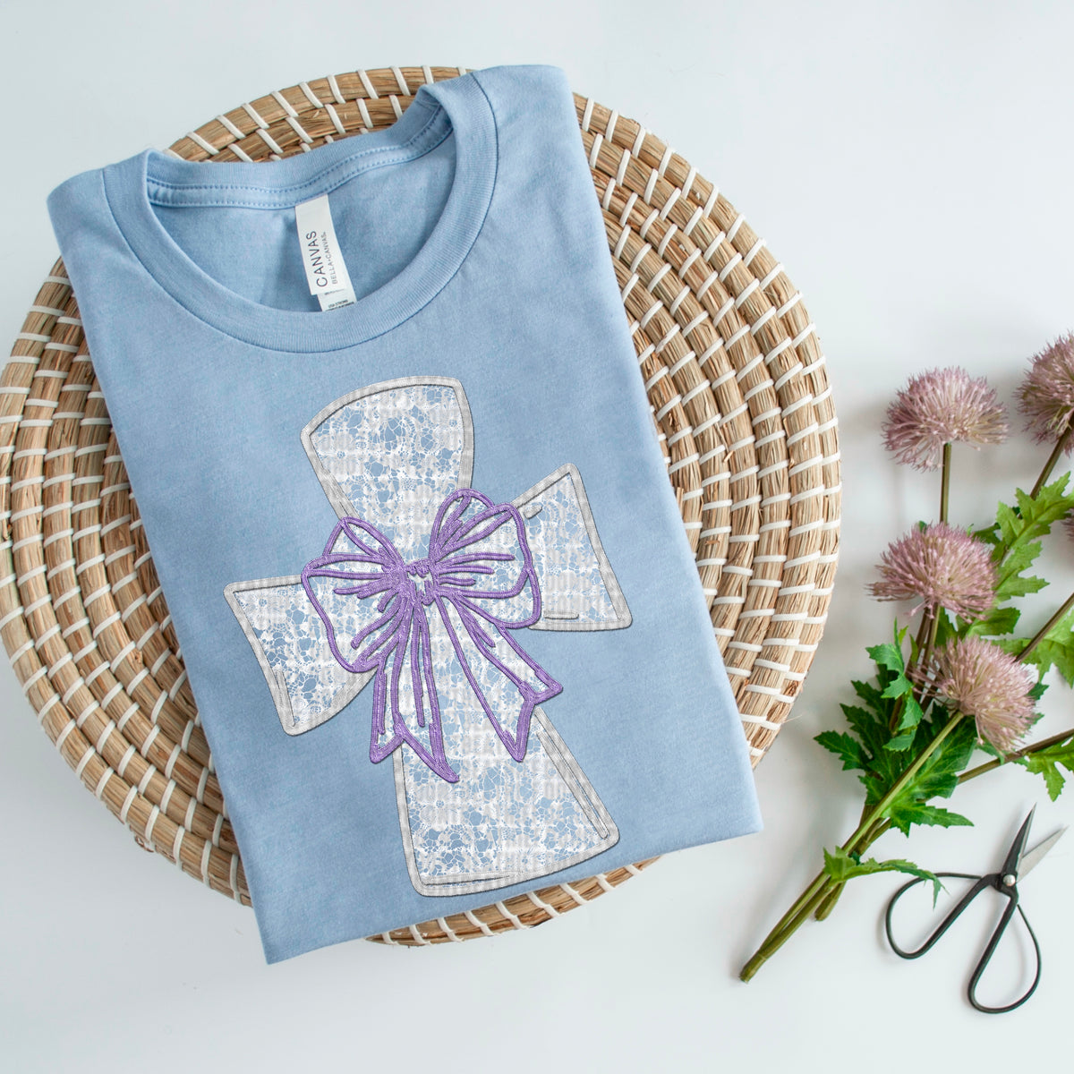 Cross purple bow 93627 DTF transfer