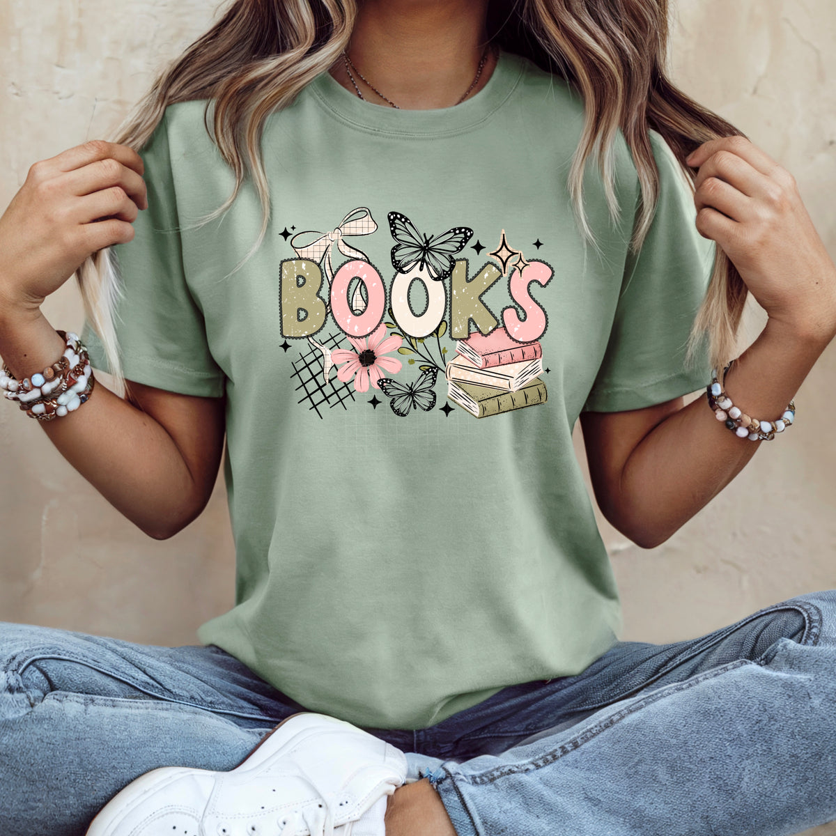 Books with butterflies (green and pink) CSC DTF Transfer