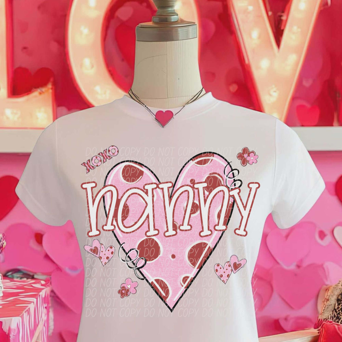 Nanny polkadot heart (city) DTF transfer