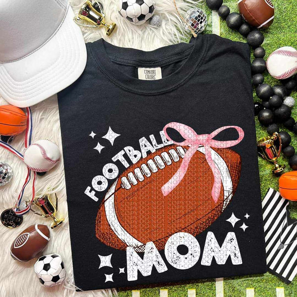 Football mom white font ball with pink bow (HW) 50226 DTF transfer