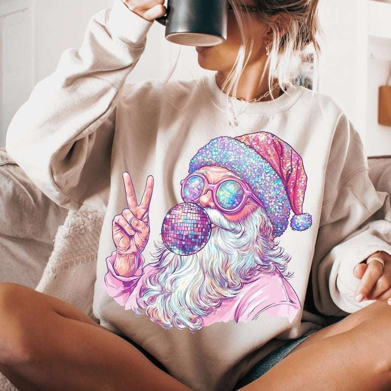 Pink Santa bubble gum 67529 DTF transfer