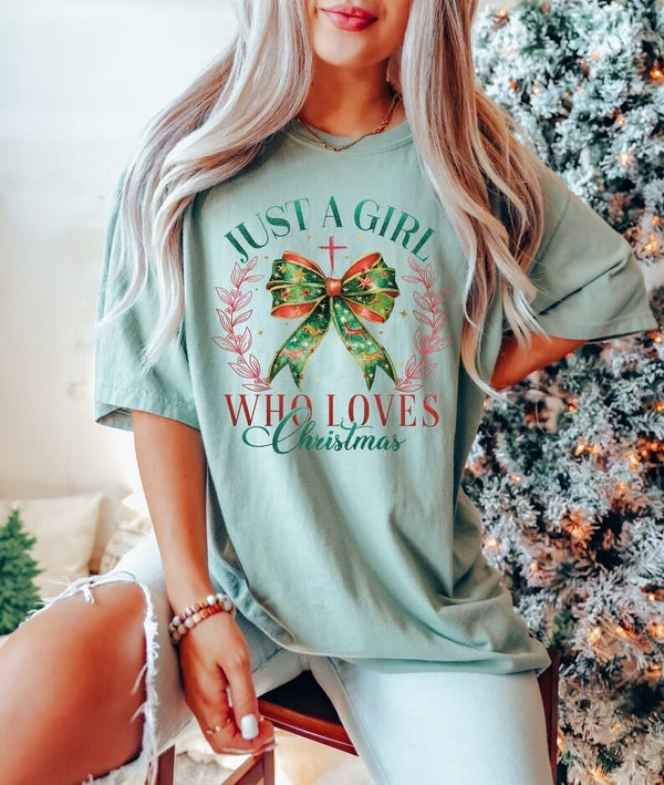 Just a girl who loves Christmas bow 50948 DTF transfer