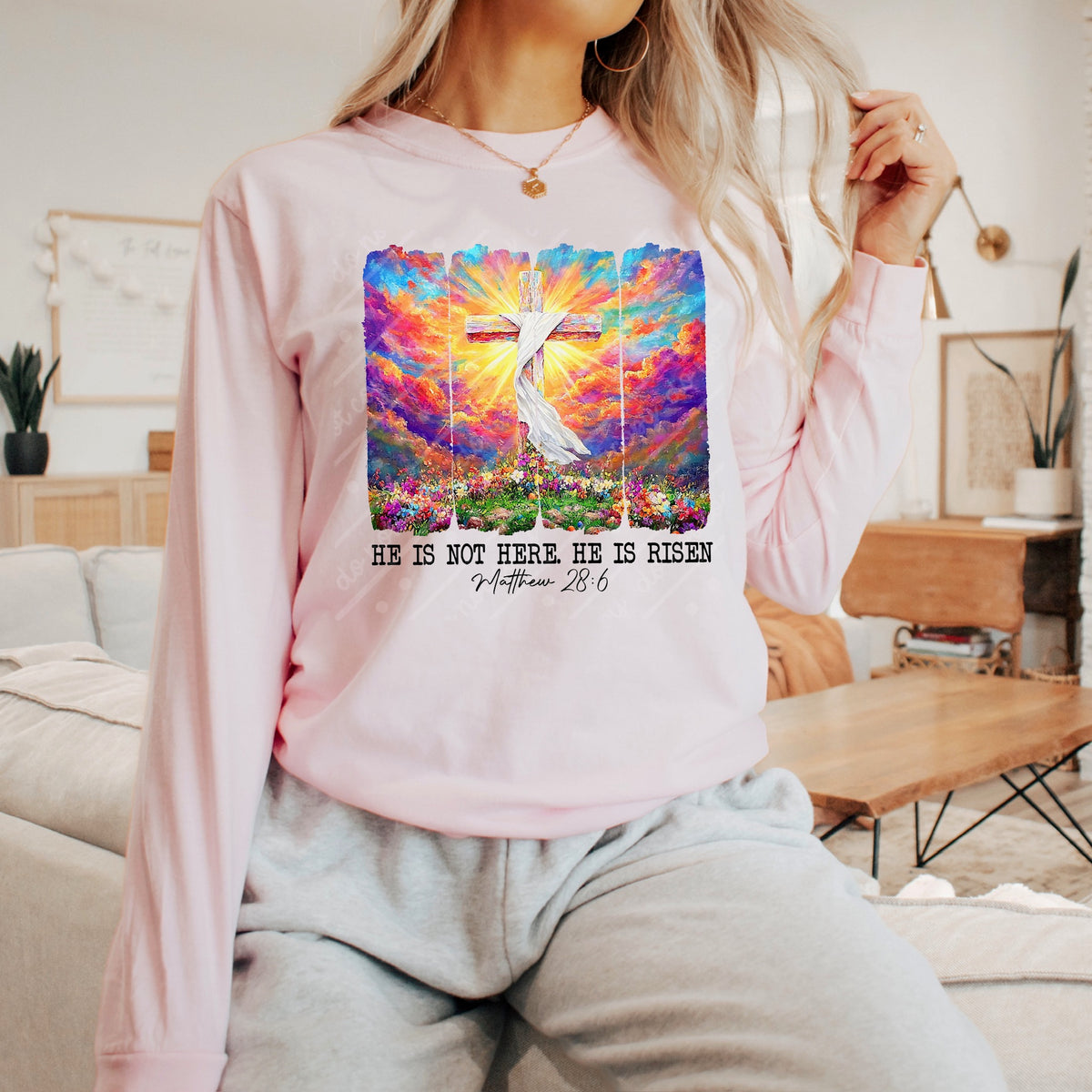 He is risen rainbow sunset DTF Transfer