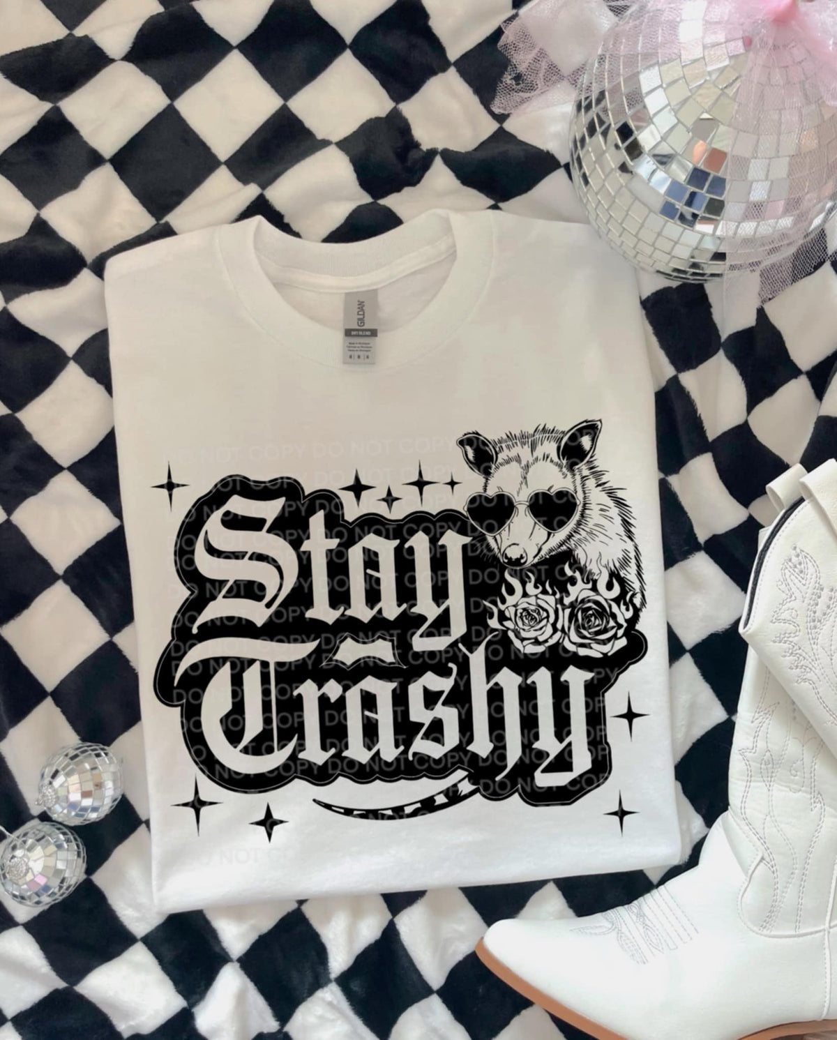 Stay Trashy Possum SCG DTF transfer