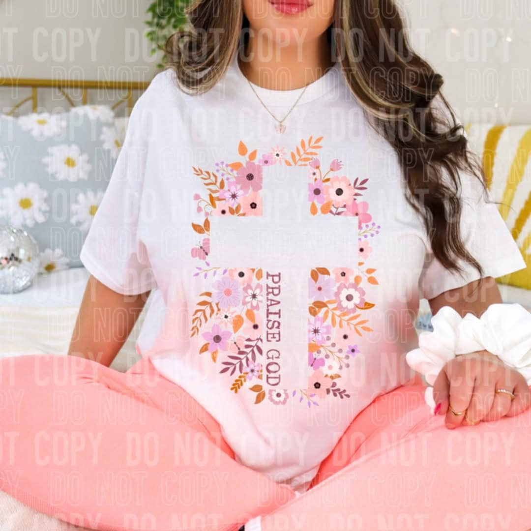 Praise god cross 98284 DTF transfer