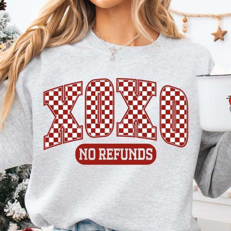 Xoxo no refunds red checkered 75876 DTF transfer