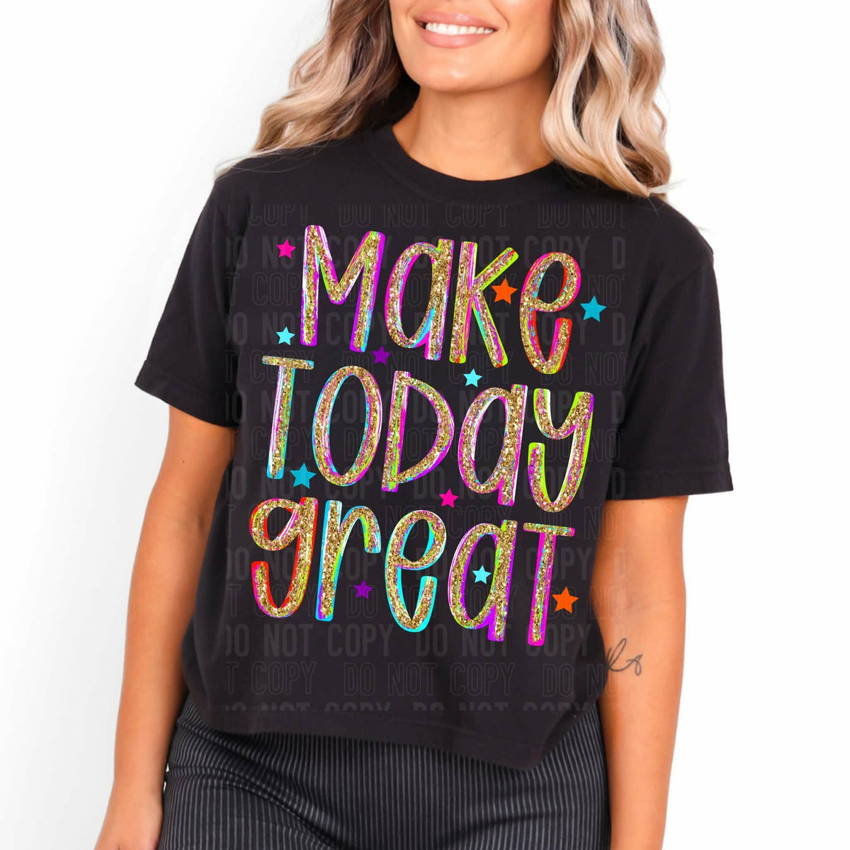 Make today great faux glitter font Sunday Special DTF transfer