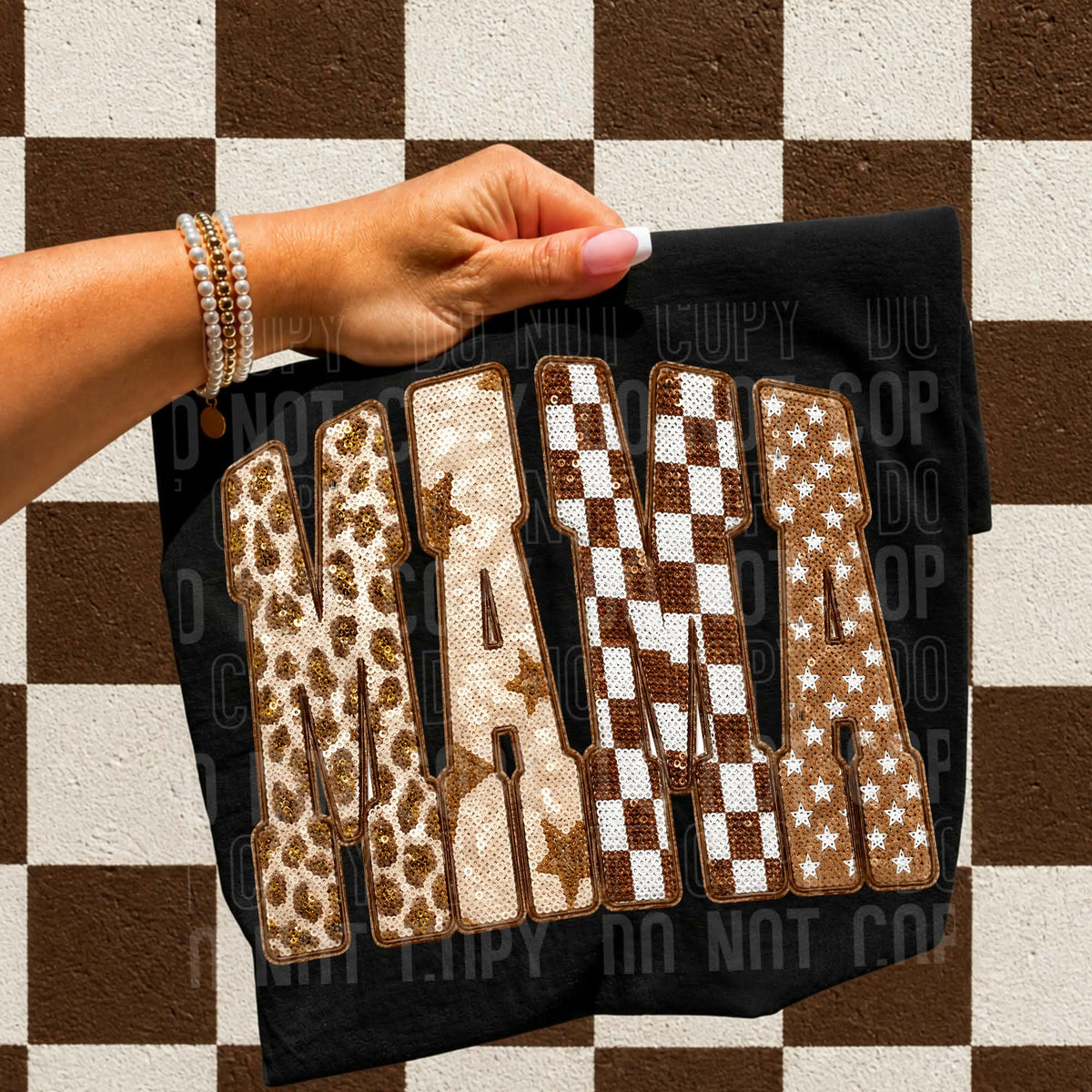 Mama multi print lettering browns (SBB) Sunday Special DTF transfer
