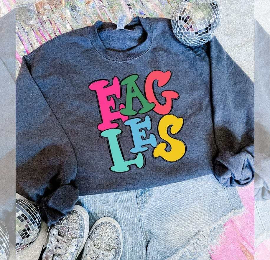 Eagles colorful bubble font (S&G) 64485 DTF transfer