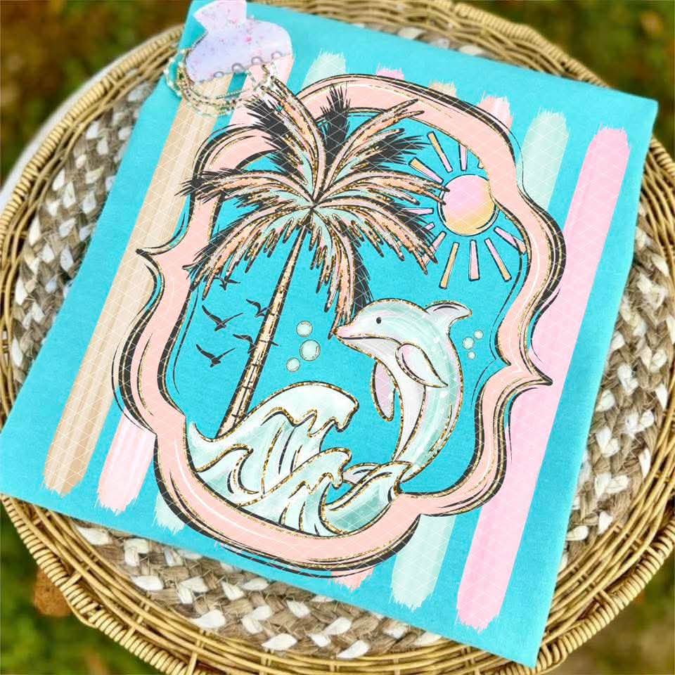 Dolphin frame and stripes Sunday Special DTF transfer