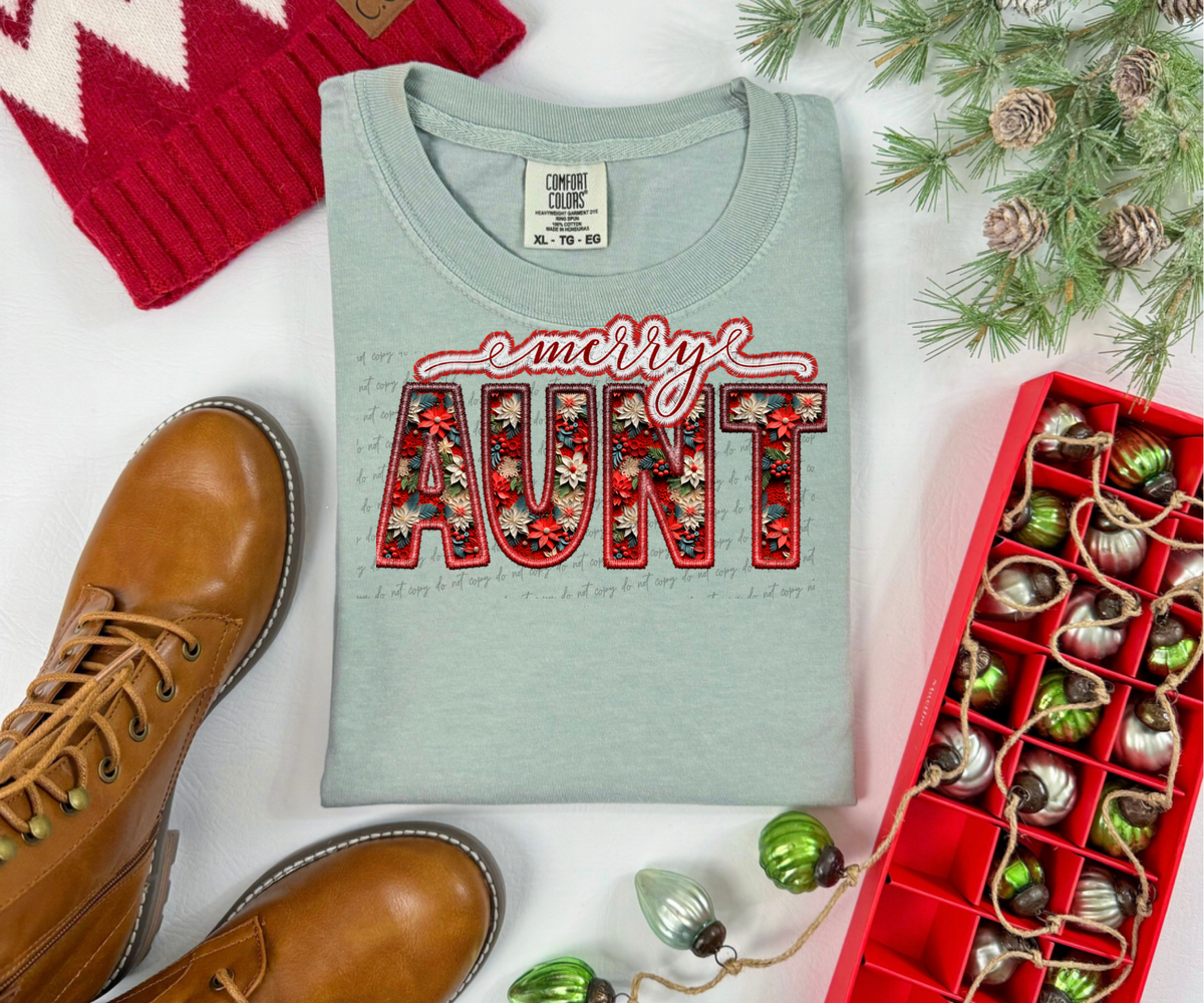 Merry aunt (faux embroidery) 30644 DTF transfers
