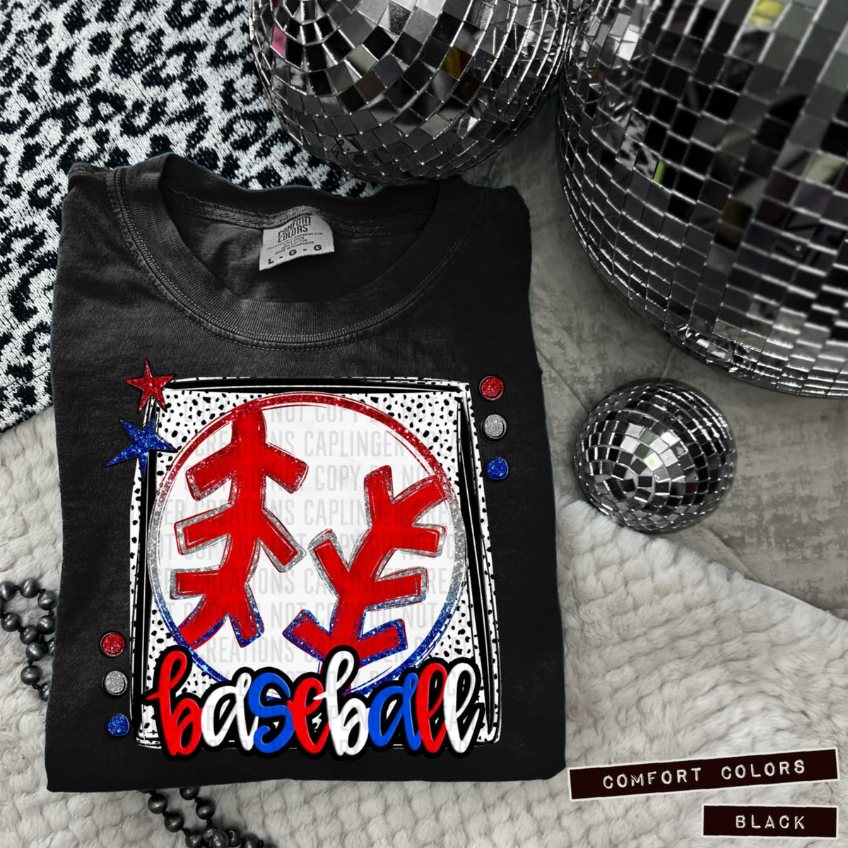 Baseball blue and red font 95940 DTF transfer