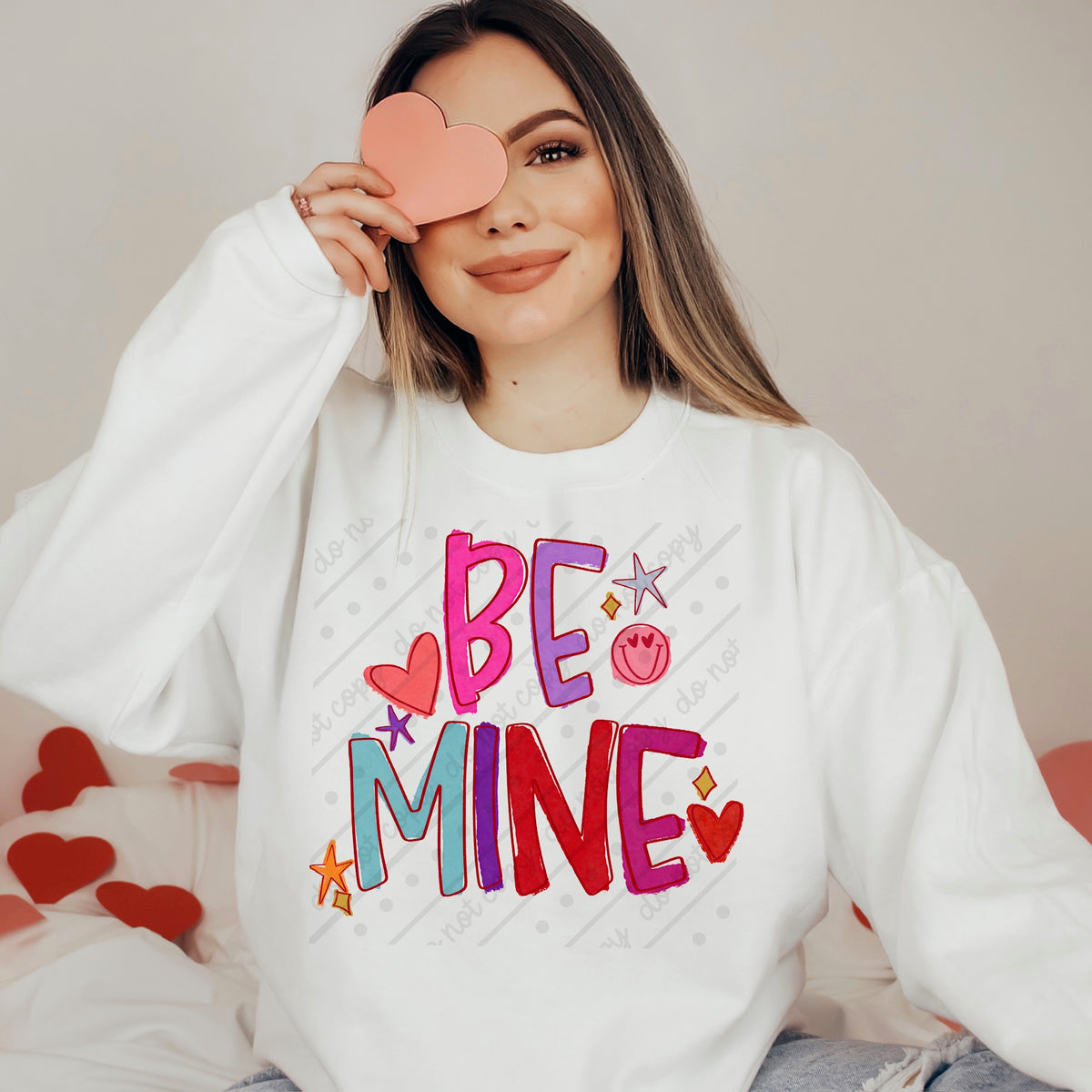 Be Mine bright colors DTF transfer