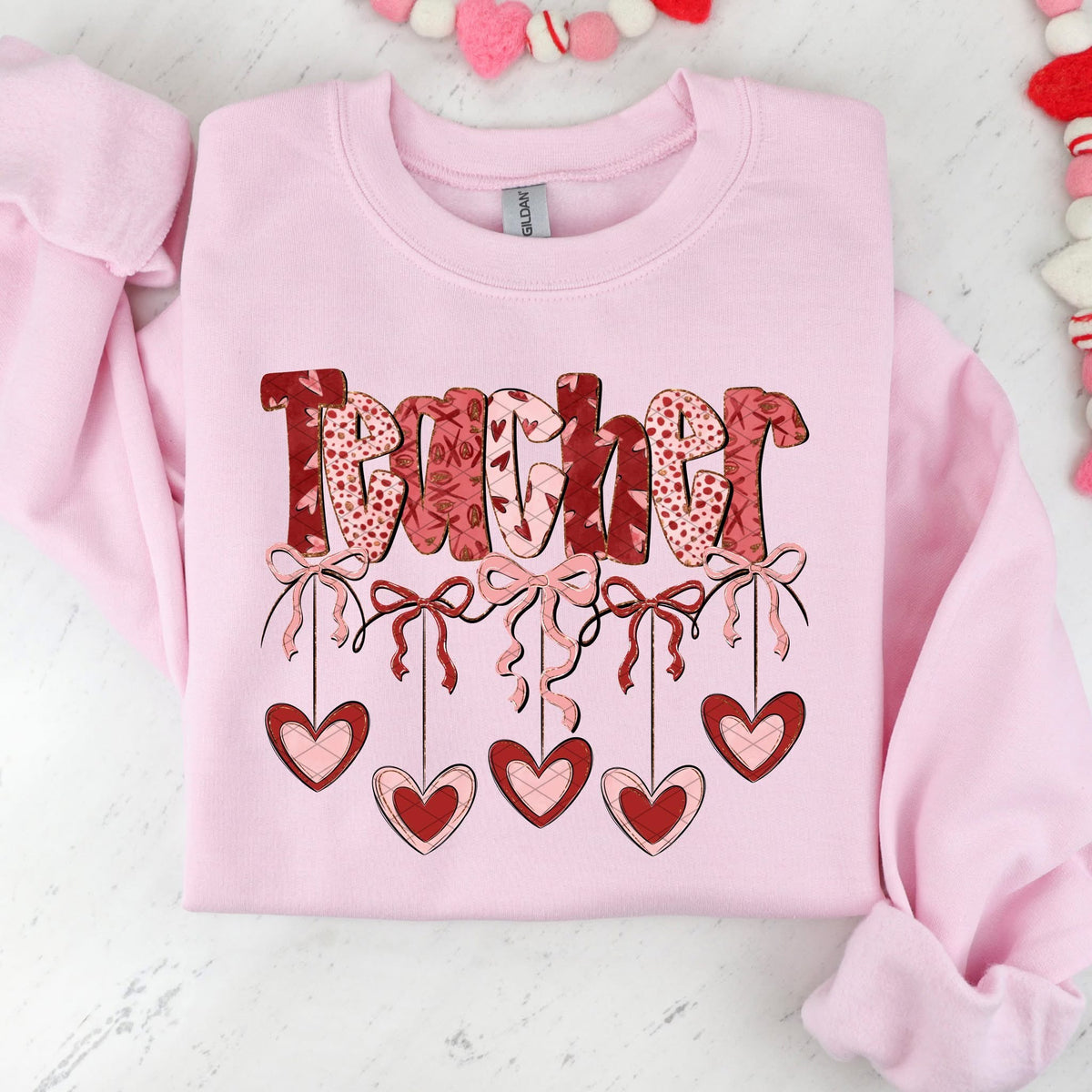 Teacher hearts and bows (SDD) DTF transfer