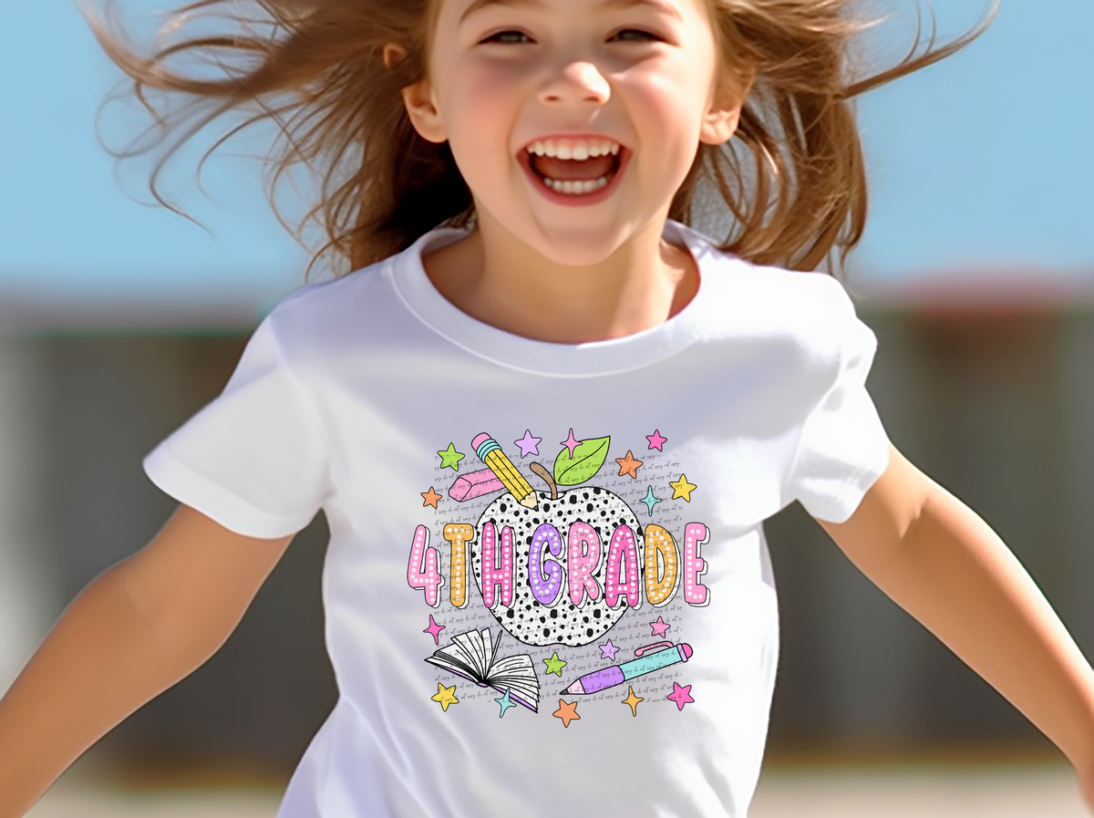 4th grade Polka Dot apple 49854 DTF transfer