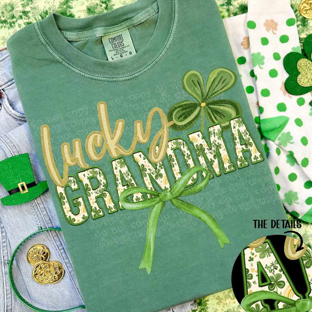 Lucky grandma clover and bow (TTD) 82388 DTF transfer